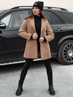 Płaszcz damski przejściowy jednorzędowy BELVEONE kamelowy Dstreet