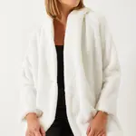 Bianco Lucci Women's Hooded Long Plush Coat 2166