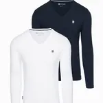 Ombre Set of 2x men's SLIM FIT longsleeve with logo and V-neck