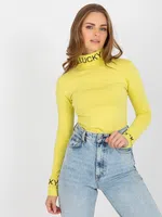 Světle žlutá bavlněná roláková halenka Yarina slim fit