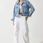 Happiness İstanbul Women's Medium Blue Wide Pocket Denim Jacket
