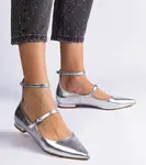 Gemre Silver flat pumps with buckles Ewerida