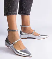 Gemre Silver flat pumps with buckles Ewerida