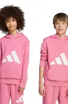 Dětská mikina adidas růžová barva, s kapucí, s potiskem, JV9903