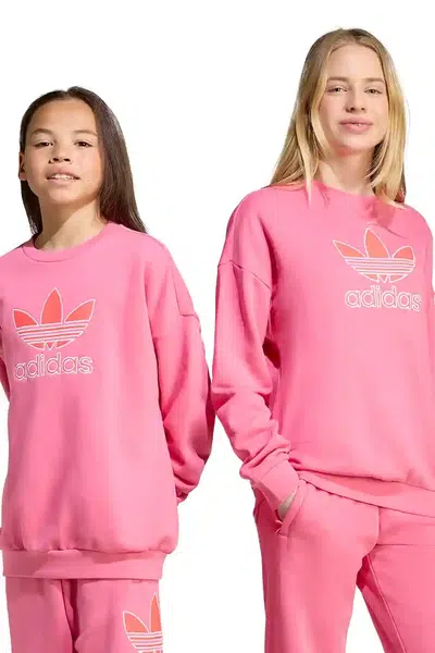 Dětská mikina adidas Originals růžová barva, s potiskem, JV8571