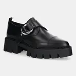 Kožené polobotky MICHAEL Michael Kors Jaden dámské, černá barva, na plochém podpatku, 40T5JDFP3L.001