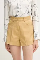 Kraťasy Sisley dámské, žlutá barva, high waist, 4ED4L901N