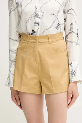 Kraťasy Sisley dámské, žlutá barva, high waist, 4ED4L901N