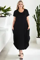 43964 Dewberry Plus Size Jumbo Short Sleeve Dress-BLACK