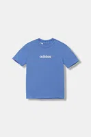 Dětské bavlněné tričko adidas modrá barva, s potiskem, JV7542