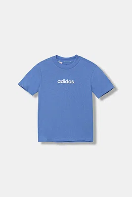 Dětské bavlněné tričko adidas modrá barva, s potiskem, JV7542