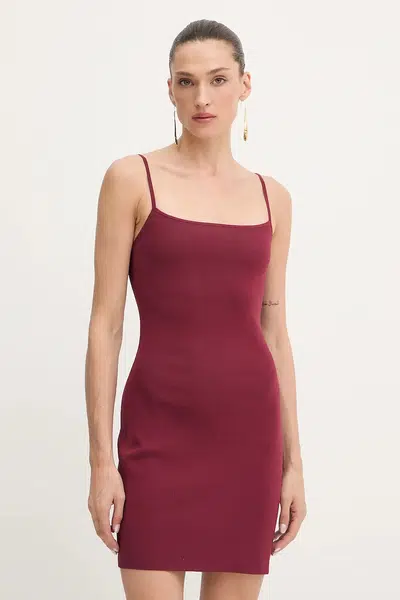 Šaty MICHAEL Michael Kors vínová barva, mini, přiléhavé, MT5833Z33D