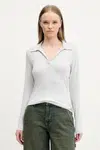 Tričko s dlouhým rukávem Abercrombie & Fitch šedá barva, KI139-5208