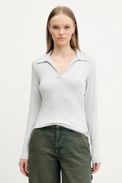 Tričko s dlouhým rukávem Abercrombie & Fitch šedá barva, KI139-5208