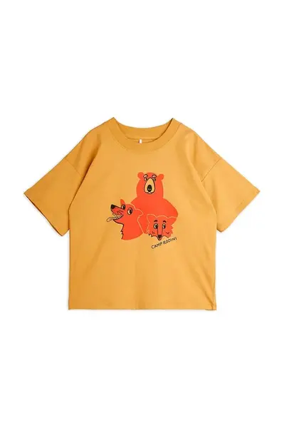 Dětské bavlněné tričko Mini Rodini Camp Rodini hnědá barva, s potiskem, 2562010013