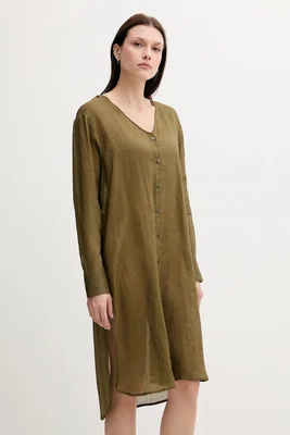 Šaty Sisley zelená barva, mini, oversize, 5XJZLQ096