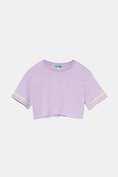 Dětské bavlněné tričko United Colors of Benetton fialová barva, 3096C10PC