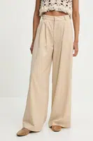 Kalhoty s příměsí vlny Answear.LAB dámské, béžová barva, široké, high waist