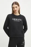 Bavlněná mikina Armani Exchange dámská, černá barva, s potiskem, XW000159 AF11851