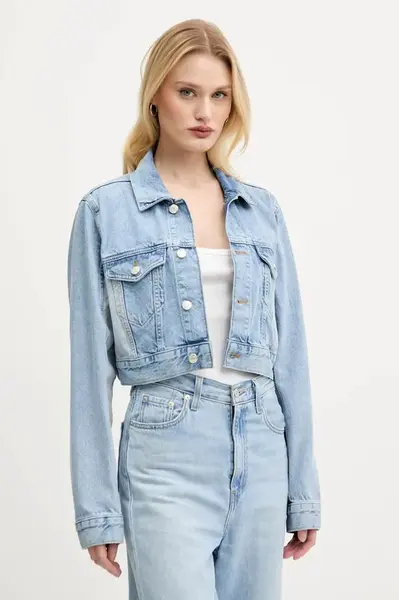 Džínová bunda Moschino Jeans modrá barva, přechodná, 0503 3719