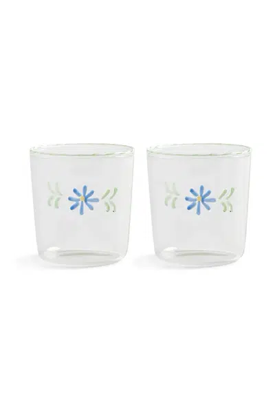 Sada skleniček &k amsterdam flora blue 300 ml 2-pack průhledná barva