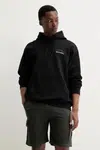 Bavlněná mikina Vans pánská, černá barva, s kapucí, s potiskem, VN000M1PBLK1