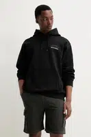 Bavlněná mikina Vans pánská, černá barva, s kapucí, s potiskem, VN000M1PBLK1