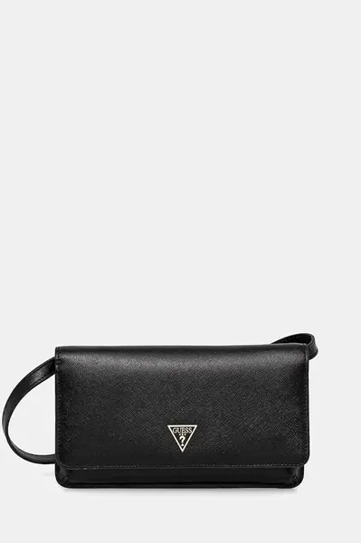 Kožené psaníčko Guess MIRIAM černá barva, PW7513 P5226