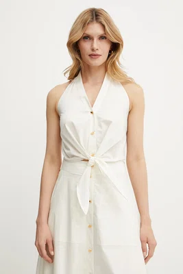 Bavlněný top Marciano Guess PAT dámský, béžová barva, 5GGH30 7315A