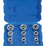 Hlavice 1/2” nástrčné TORX-E, vel. E10-E24, sada 9 ks - SATRA