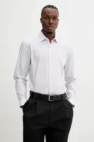 Bavlněná košile HUGO fialová barva, slim, s klasickým límcem, 50539789