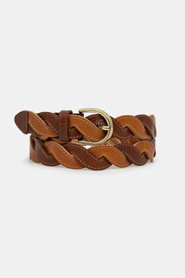 Kožený pásek Drôle de Monsieur La Ceinture Tresse pánský, hnědá barva, G-AC169-LH030-CG