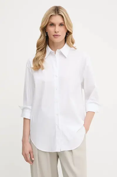 Košile Calvin Klein dámská, bílá barva, relaxed, s klasickým límcem, LV044B160G