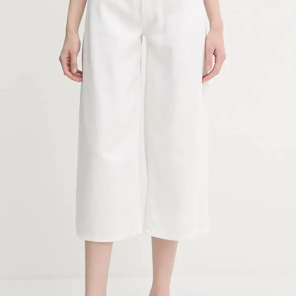 Kalhoty United Colors of Benetton dámské, bílá barva, high waist, 4LEDDF09P