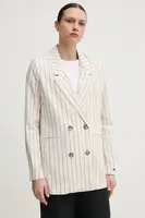 Plátěné sako Pepe Jeans HANNAH béžová barva, vzorovaná, PL402589