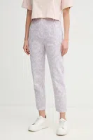 Kalhoty La Petite Française PHAREL dámské, fialová barva, jednoduché, high waist, PHAREL