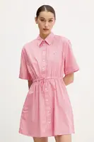 Bavlněné šaty Tommy Jeans růžová barva, mini, DW0DW20617