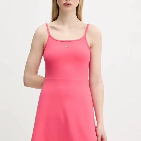 Šaty Tommy Jeans růžová barva, mini, DW0DW21354