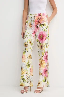 Kalhoty Guess COLETTE dámské, bílá barva, široké, high waist, W5GB46 WG4G0