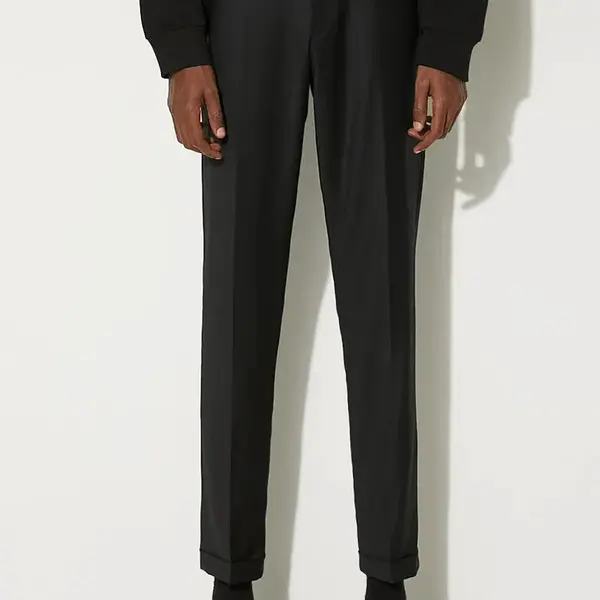 Vlněné kalhoty Paul Smith černá barva, ve střihu chinos, M1R-150M-N00109