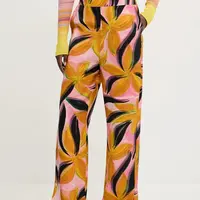 Kalhoty Desigual EOS dámské, růžová barva, široké, high waist, 25SWPW14