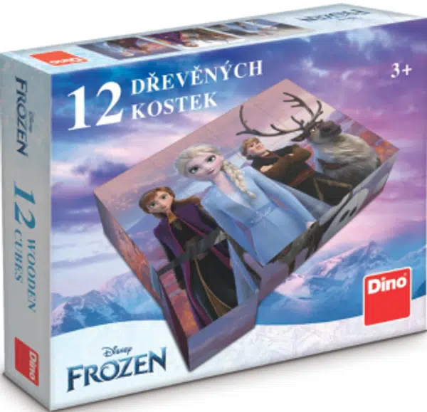 Dřevěné licenční kostky Frozen II – 12 kostek
