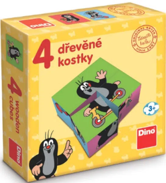 Dřevěné licenční kostky Krteček - 4 kostičky