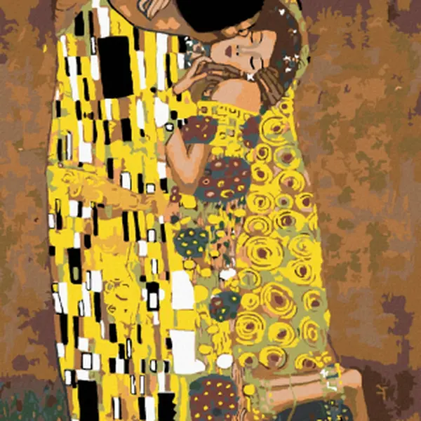 Malování podle čísel - Polibek (Gustav Klimt), 40x50 cm, vypnuté plátno na rám
