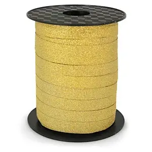 Ozdobná stuha s třpytivým efektem, zlatá, šířka 10mm, délka 100m