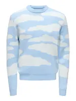 Only & Sons Sveter 'ONSCLARK'  svetlomodrá / šedobiela