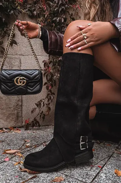 Boto Zateplené dámske čižmy s klipsami čierne Umbria