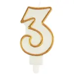 Svíčka číslo 3 zlatá 7.5cm