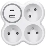 Rozbočka 3x15A USB A+C nabíječka s vypínačem