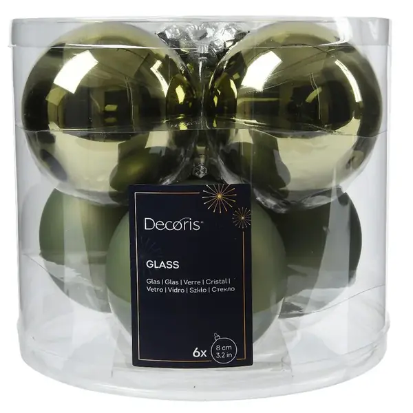Ozdoby skleněné 6 ks zelené pr. 8cm